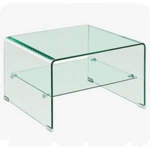 Afya Glass Lamp Table With Shelf In Clear - UK
