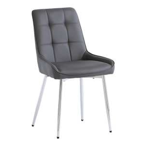 Aggie Faux Leather Dining Chair In Grey - UK