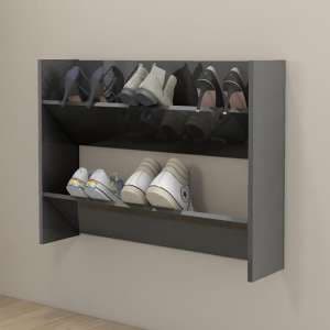 Agim High Gloss Shoe Storage Rack With 2 Shelves In Grey