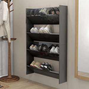 Agim High Gloss Shoe Storage Rack With 4 Shelves In Grey