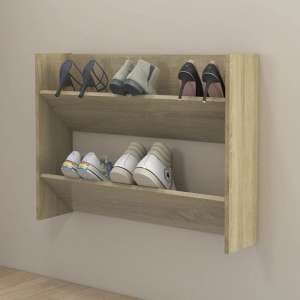 Agim Wooden Shoe Storage Rack With 2 Shelves In Sonoma Oak