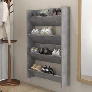 Agim Wooden Shoe Storage Rack With 4 Shelves In Concrete Effect