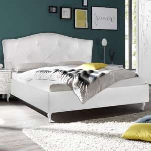 Agio Fabric Upholstered King Size Bed In White - UK