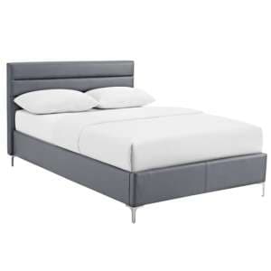 Agneza PU Leather Double Bed In Grey - UK