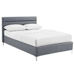 Agneza PU Leather King Size Bed In Grey - UK