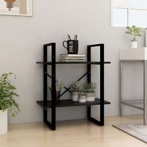 Aharon 2-Tier Solid Pinewood Bookshelf In Black