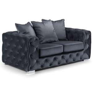 Ahern Plush Velvet 2 Seater Sofa In Slate - UK