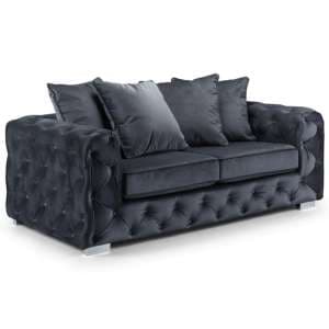 Ahern Plush Velvet 3 Seater Sofa In Slate - UK