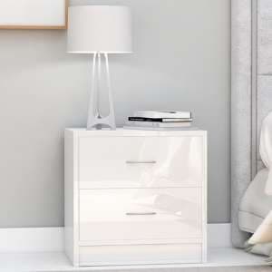 Aimo High Gloss Bedside Cabinet With 2 Drawers In White