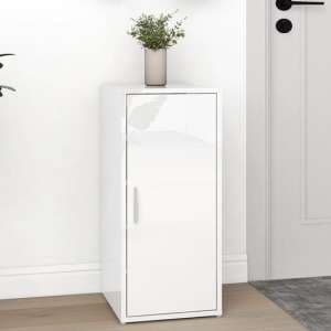 Airell High Gloss Shoe Storage Cabinet With 5 Shelves In White