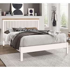 Aizza Wooden Double Bed In White - UK