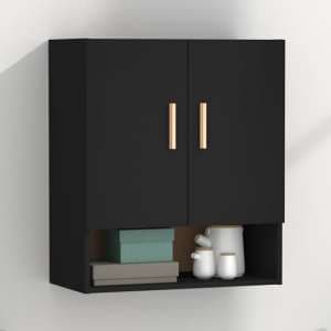 Aizza Wooden Wall Storage Cabinet With 2 Doors In Black