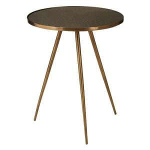 Akela Round Glass Top Side Table With Gold Metal Legs - UK