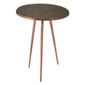 Akela Round Glass Top Side Table With Copper Metal Legs - UK