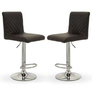 Baino Black Leather Bar Chairs With Round Chrome Base In A Pair - UK