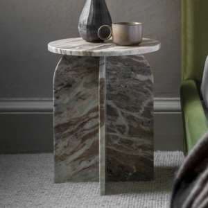 Akron Marble Side Table Round In Natural - UK