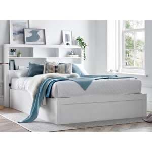 Akron Wooden Ottoman Storage Double Bed In White - UK