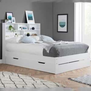Alafia Wooden Storage King Size Bed In White - UK