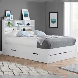 Alafia Wooden Storage Small Double Bed In White - UK