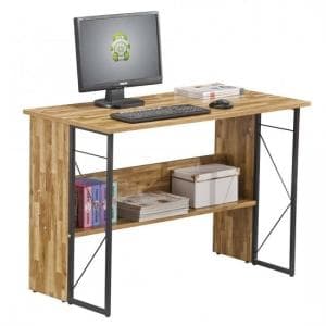 Ruswarp Computer Desk In Walnut With Grey Steel Frame
