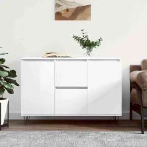 Alamosa High Gloss Sideboard With 2 Doors 2 Drawers In White - UK