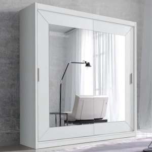 Alanya Mirrored Wardrobe 2 Sliding Doors 200cm In Matt White - UK