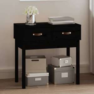 Alanya Pinewood Console Table With 2 Drawers In Black - UK