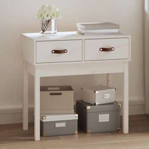 Alanya Pinewood Console Table With 2 Drawers In White - UK