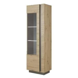 Alaro Display Cabinet Tall 1 Door In Artisan Oak With LED - UK