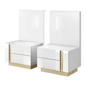 Alaro Gloss Set Of 2 Bedside Cabinets In White With LED - UK