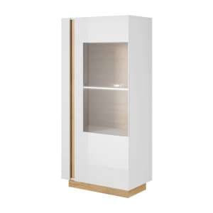 Alaro High Gloss Display Cabinet With 1 Door In White And LED - UK