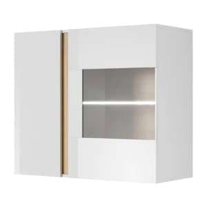 Alaro High Gloss Display Cabinet Wall 2 Doors In White With LED - UK