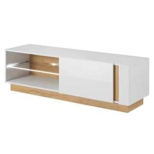 Alaro High Gloss TV Stand With 1 Door In White And LED