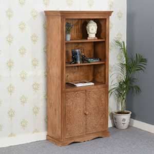 Alaro Solid Mangowood Large Bookcase In Oak - UK