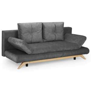 Alaro Plush Velvet 3 Seater Sofabed In Charcoal - UK