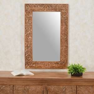 Alaro Wall Mirror With Oak Solid Mangowood  Frame - UK