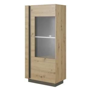 Alaro Wooden Display Cabinet 1 Door In Artisan Oak With LED - UK