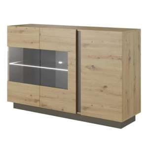 Alaro Wooden Sideboard With 3 Doors In Artisan Oak And LED - UK