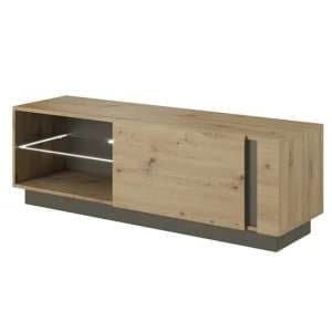 Alaro Wooden TV Stand With 1 Door In Artisan Oak And LED