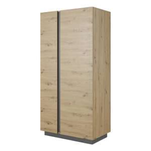 Alaro Wooden Wardrobe With 2 Hinged Doors In Artisan Oak - UK