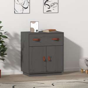 Alawi Pine Wood Sideboard With 2 Doors 1 Drawer In Grey - UK