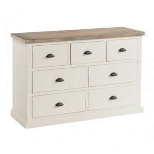 Alaya Wide Chest Of Drawers In Stone White Finish - UK