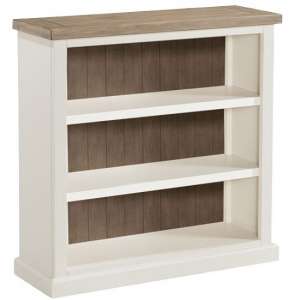 Alaya Wooden Low Bookcase In Stone White Finish
