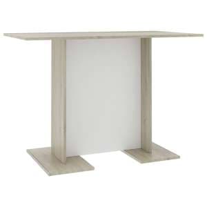Alayka Rectangular Wooden Dining Table In White And Sonoma Oak