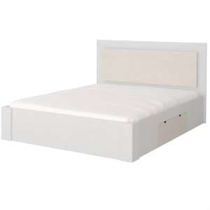 Albany Wooden Divan King Size Bed In Silk And White With LED - UK