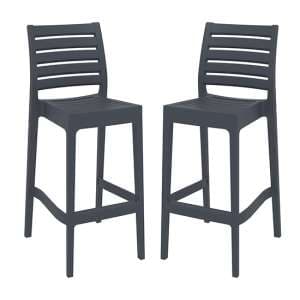 Albany Grey Polypropylene And Glass Fiber Bar Chairs In Pair