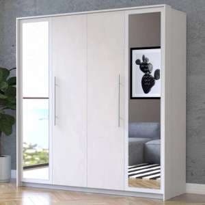 Albany Mirrored Wardrobe With 2 Hinged Doors In Silk And White - UK