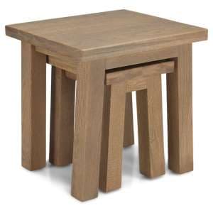 Albas Wooden Set Of 2 Nesting Tables In Planked Solid Oak