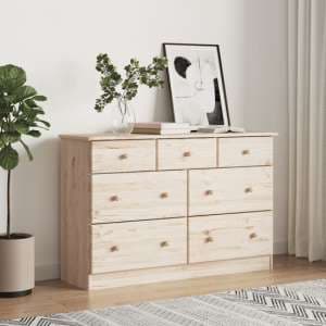 Albi Solid Pinewood Chest Of 7 Drawers In Brown - UK