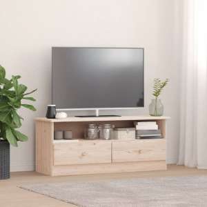 Albi Solid Pinewood TV Stand With 2 Drawers In Brown - UK